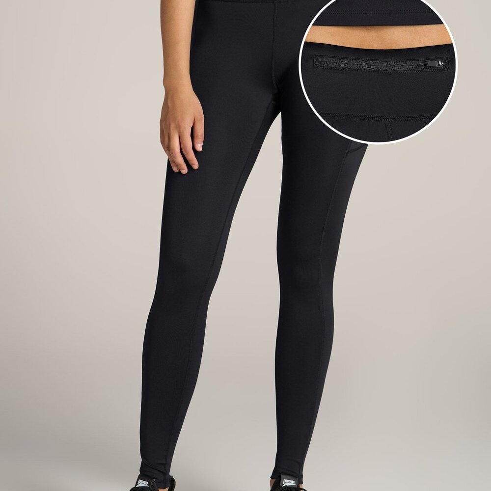American Tall Active Leggings with Pockets for Tall Women in Black Size MM / Tal